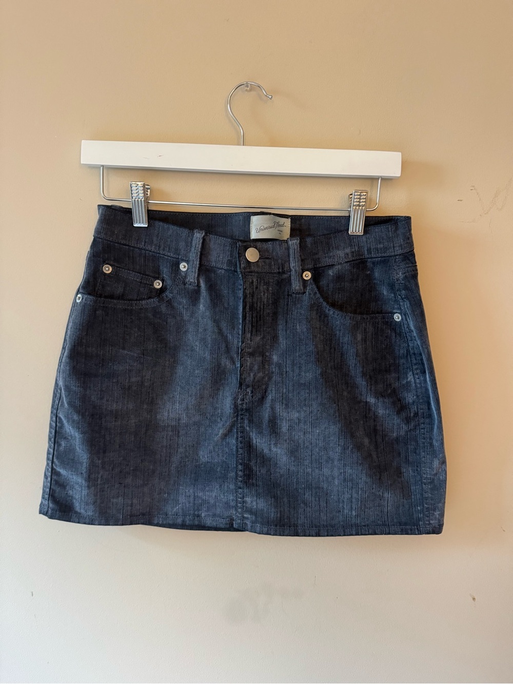 Corduroy Mini Skirt in Blue-Gray